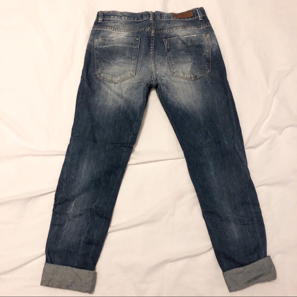 ZARA DISTRESSED BOYFRIEND JEANS - Picture 4 of 7